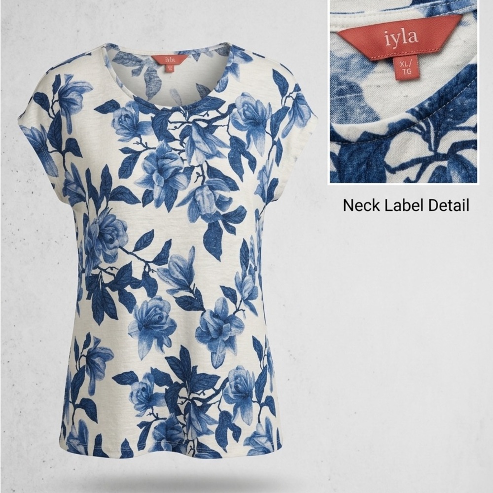 Blue Floral Short Sleeve Women’s Top